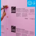 Right – Rigid insulation is being installed with cap nails