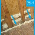 Right – Spray foam was installed at the sheathing intersection as well as the sill plate to sub-floor connection.