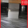 Wrong – The polyethylene sheeting vapor barrier is not attached to the piers with mechanical fasteners
