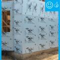 Right – The rigid insulation covers all exterior walls and all seams are taped to provide a complete drainage system