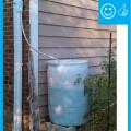 Right – Rain barrel installed with an overflow spout terminating at least 5 feet from foundation