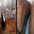 This experimental earth tube is 220 ft long, 8 inches in diameter, and is buried 10 feet deep