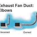 Allow two to three feet of straight duct run from the fan exhaust port to the first elbow