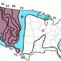 Evaporative cooling is most appropriate in areas where the summer design mean coincident wet bulb temperature is less than 70°F, shown in purple here and labeled as region “A”