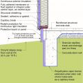 Externally insulated post-tensioned concrete slab-on-grade foundation wall with a turn-down footing showing anchorage of the wall to the foundation for seismic resistance 