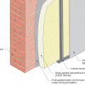 Masonry wall interior retrofit with fluid-applied water control layer, spray foam, and wood or metal stud service cavity 