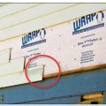 Wrong – The underside of the first course of siding extends beyond the underlying sheathing leaving it vulnerable being pulled off by pressure from high winds. 