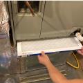This new filter is inserted into furnace filter slot on the return side of the furnace with the arrow on the side of the filter frame pointing in the direction of airflow, which is toward the furnace.