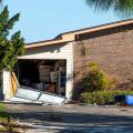 Negative pressures caused by high winds pulled this garage door out of its tracks