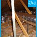 Right - Flex duct installed with adequate support and pulled taut to provide adequate air flow