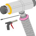 To attach the flex duct to a main trunk duct or any other connection, the flex duct is pulled over the connecting collar at least 2 inches past the raised bead, then the insulation is pulled back