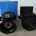 The passive flow hood (at left) and powered flow hood (right) shown here side by side can be used to measure air flow through outside air intakes, exhaust fans air conditioner supply grills, ERVs, etc. 