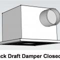 The back-draft damper on this exhaust fan is closed to prevent cross contamination