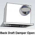 The back-draft damper on this exhaust fan is open when the exhaust fan is operating