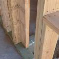 Reduce thermal bridging in hot climate zones by using an intersecting exterior wall framing technique as shown here. 