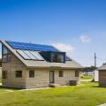 This home’s south-facing roof provides adequate space for both a solar electric system and solar thermal hot water system.