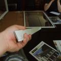 Exterior aluminum storm window showing weep channel, example 1