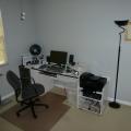 Example of a home computer station where an advanced power strip might be used with a computer, monitor, and speakers