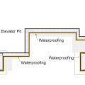 A method to ensure waterproofing continuity across the elevator pit of a multistory multifamily building.