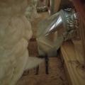 Wrong - Metal tape is poorly adhered and metal duct and duct-to-subfloor seam is not sealed.