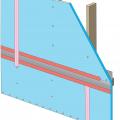 Clean taping areas and install 3" tape on vertical joint of upper insulation overlapping the horizontal joint