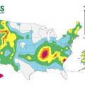 A National Seismic Hazard Map scaled from lowest to highest seismic hazards