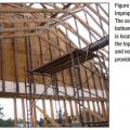 Wrong – This house under construction is lacking wall to truss bracing and the bottom chord of the scissor trusses is several feet above the top of the end wall top plate