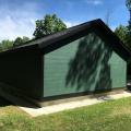 Concrete (4 inches thick at 5% slope) provides a pest-resistant perimeter around the foundation