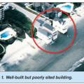 These buildings may be well constructed but are poorly sited too close to waves and constantly at risk due to erosion and flooding. 