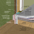 Post-tensioned slab-on-grade with exterior and slab insulation