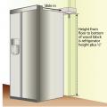 Blocking is installed above the refrigerator to keep it from tipping forward.