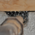 Wrong - The opening in the foundation wall around this pipe has not been sealed allowing entry for rodents and bugs