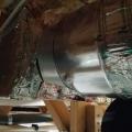 Wrong - Seam in round metal duct is not sealed.