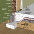 Slab-on-grade with integral grade beam and exterior and slab insulation