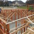 Engineered studs of wood mixed with resin provide very straight, strong studs for the 2x6 walls. 