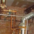 Uninsulated hot water heating pipes