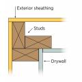 The improved three-stud corner allows insulation to be installed later, in sequence