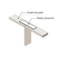 A metal plate is used to connect top plates to one another