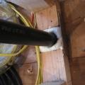 Foam holes for plumbing in the top plate, sill plate, or subfloor