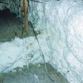 The attic duct chase insulated and sealed to the attic floor with spray foam