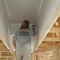 Raised ceiling chase sealed with drywall mud