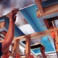 Run-out ducts are installed over partition walls