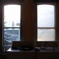 Condensation can form between the interior removable storm window and the existing window if the storm window is not air tight