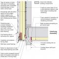 Retrofit of cantilevered wall with beam showing details at the outside corner for installing air sealing and rigid foam insulation in the wall and overhanging floor