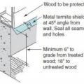Metal termite shields make it easier to see termite tunnels and may discourage termite access to wood framing