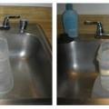Testing the flow rate of a kitchen sink faucet.