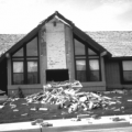 This masonry chimney completely crumbled in an earthquake