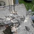 This poured concrete foundation failed due to use of incorrect concrete mix.
