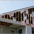 Wrong – The vinyl siding at this gable was installed over rigid foam instead of wood sheathing and neither had the structural strength to resist hurricane wind pressures.  