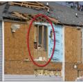 The vinyl siding, foam sheathing, and some interior gypsum board was blown off in 130 mph Hurricane winds. 